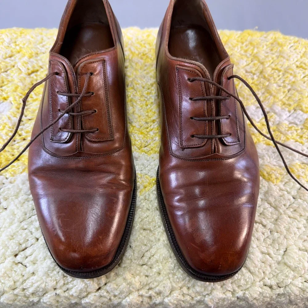 Bruno Magli Solo Mens Brown Leather Oxford Dress Shoes Made in Italy Siz 9 45326